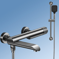 Ensemble de douche en aluminium haute pression avec douchette à main eau chaude et froide et bec de baignoire mural, vente en gros usine