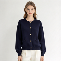 En stock – Photos réelles – Cardigan en tricot court à col ras du cou 100 % coton, élégant et luxueux en tweed pour femme, idéal printemps-automne 16a-2520