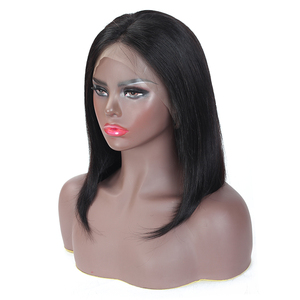 Perruque Bob Lace Front Wig naturelle, <span class=keywords><strong>cheveux</strong></span> lisses, 8 pouces, bon marché, prix d'usine, pour femmes africaines et américaines - Product Image 4