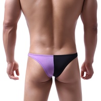 Caleçon Triangle Homme Bicolore Taille Basse Respirant en Nylon avec Blocs de Couleurs, Personnalisé, Confortable et Poche Tridimensionnelle pour Jeunes