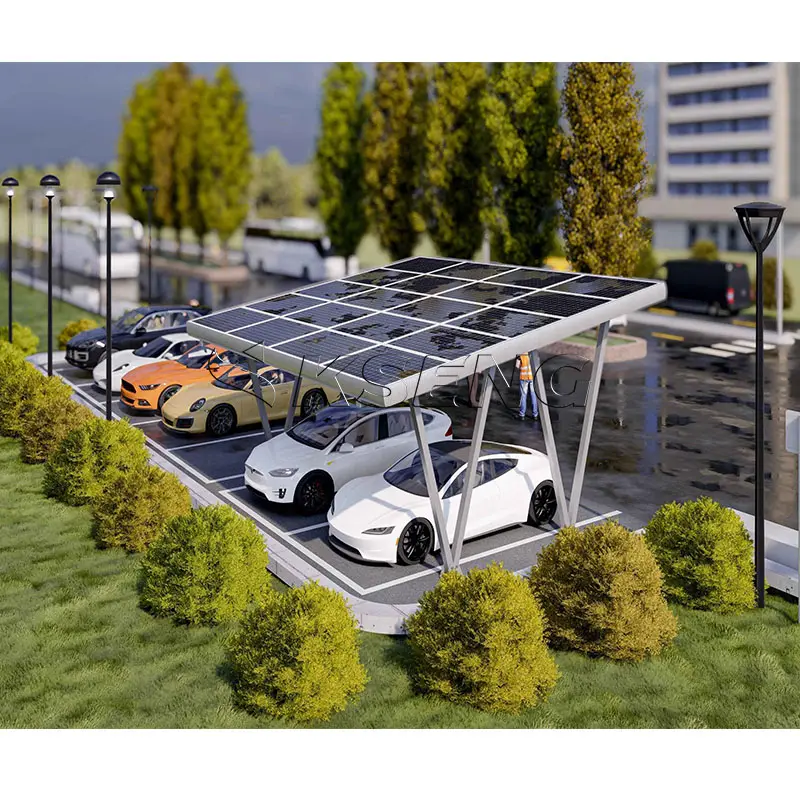 빠른 설치 10 Kw 태양열 carport 장착 시스템 태양 Pv carport 브래킷 태양열 알루미늄 주차 구조