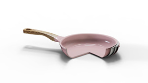 Poêle à frire moderne en alliage d'aluminium rose avec manche en bois, revêtement antiadhésif multicouche, compatible induction et gaz - Product Image 3