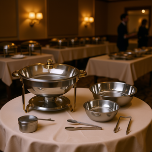 Juego de Recipientes para Calentar Comida de Acero Inoxidable de 4.76QT con Tapa de Vidrio para Reuniones y Fiestas - Product Image 2