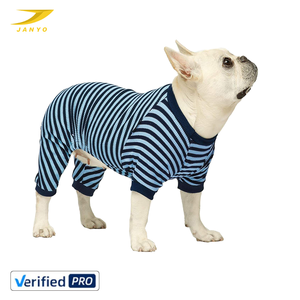 Pijama de Algodón a Rayas para Perro, <span class=keywords><strong>Mono</strong></span> de Cuatro Patas de Algodón Suave para Perros Pequeños y Medianos, Ropa Transpirable para Mascotas - Product Image 1