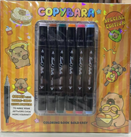 Cahier de dessin animé à couverture rigide Capybara mignon livre de coloriage avec des couleurs vives avec des marqueurs