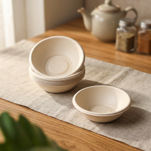 Bol jetable rond en bagasse naturelle de 500 ml, en pulpe de canne à sucre, récipient alimentaire compostable pour repas de restaurant - Product Image 2