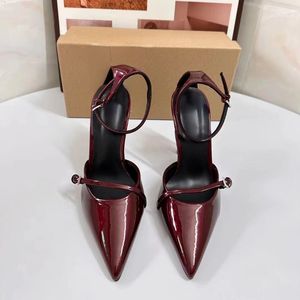 Talons de luxe, nouveaux talons pointus brillants à la mode, slingback rouges pour femmes - Product Image 4