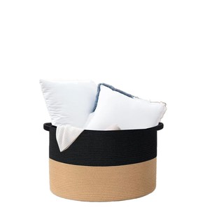 Woven <b>Storage</b> <b>Basket</b> Round Cotton Rope Large Capacity Clothing Organizer For Home Living Room Bedroom Toy And Dirty Clothes - Product Image 3