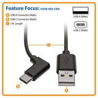 VR Link USB30 A macho a tipo C USB 3,0 en ángulo izquierdo y derecho Transferencia rápida de datos Sistema de monitor de carga Cables de cable