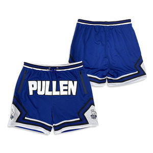 Pantalones cortos deportivos personalizados, bordado, diseño de logotipo, malla juvenil, bolsillo con cremallera, pantalones cortos de baloncesto para hombre - Product Image 1