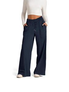 Calça Cargo Feminina de Primavera e Outono Casual Confortável Antirrugas com Frente Lisa Esportiva e Moderna de Cintura Média em Cor Sólida e Perna Larga - Product Image 4