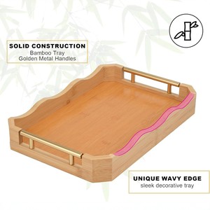 Bamboo Luxury <b>Tray</b>, Japanese Style, Household Storage Plate, Kitchen <b>Dinner</b> Plate, Bathroom Makeup Plate, Fruit Plate with - Product Image 3