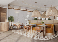 Ensemble de meubles de style industriel en cuir PU pour restaurant, banquettes, tables et chaises de café, mobilier de café