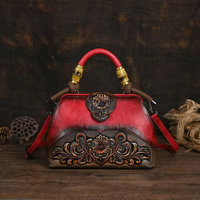 Sac fourre-tout vintage original chinois en PU avec fermeture éclair, texture gaufrée, motif floral, grande capacité, sac à main pour femme en polyester