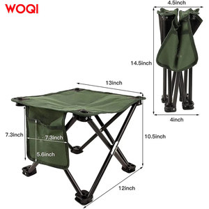 เก้าอี้พับแคมป์ปิ้งพกพา Woqi ทำจากอลูมิเนียมทรงสี่เหลี่ยม สีเขียวมะกอก ขนาด 32x32x34 ซม. - Product Image 2