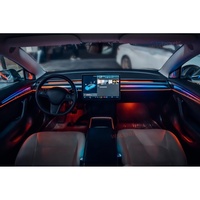 Pour Tesla Model 3/Model Y RHD LHD, éclairage d'ambiance LED gravé au laser, lampe de dossier, lampe de selle, cache-tweeter