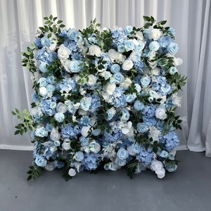 A-FW108 Artificial Rose Flower <b>Wall</b> for <b>Decoration</b> 3D Simulation Silk Roll up Cloth Flower <b>Wall</b> Big <b>Leaves</b> Plastic Flower <b>Wall</b> - Product Image 5
