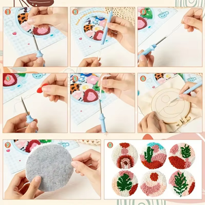 Kit de broderie Punch Needle DIY : Sous-verres en laine faits main pour le soulagement du stress et la créativité - Product Image 4