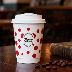 <b>Disposable</b> Custom logo 8/10/12/14/16/24oz Single/Double Wall Paper Coffee <b>Cups</b> Hot Cold Drinks White Paper <b>Cups</b> With Lids - Product Image 4