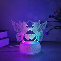 Veilleuse LED 3D ours en peluche avec ballons cœur Base de lampe acrylique Télécommande 16 couleurs Chargement USB pour décor de chambre à coucher