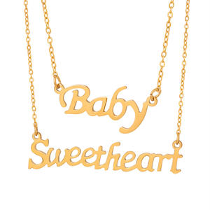 Collier avec pendentif en lettres pour femme en acier inoxydable plaqué or 18 carats personnalisé, <span class=keywords><strong>barre</strong></span> <span class=keywords><strong>de</strong></span> nom personnalisée, hypoallergénique, cadeau tendance, mode - Product Image 3