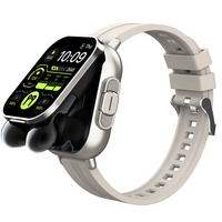 Layar HD IPS 2,01 inci, Smartwatch 2 in 1, Earbuds TWS, Pelacak Kebugaran Silikon, Monitor Detak Jantung, Pedometer, Magnetik Persegi