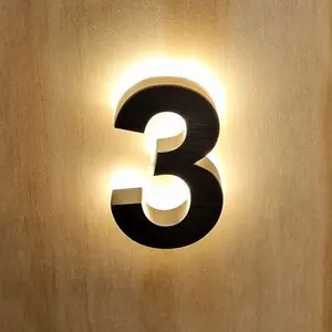 Alta qualidade fabricante direto 3d iluminada casa números