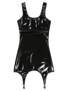 Abito da donna in pelle verniciata da donna abito da sera a spalla larga senza maniche <span class=keywords><strong>abiti</strong></span> aderenti <span class=keywords><strong>con</strong></span> clip in metallo - Product Image 4