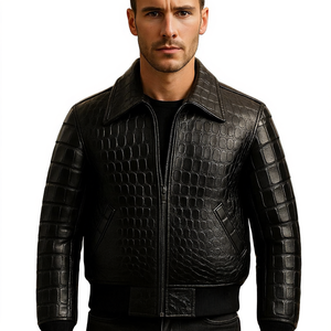 Nouvelle arrivée, veste bomber pour homme, hiver, couleur personnalisée, logo sur le devant, style vintage, tissu en toile, imperméable, coupe-vent, cuir de vache - Product Image 1
