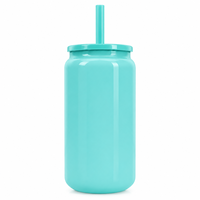 Gobelet isotherme Mason Jar de 16 oz avec couvercle à paille, tasse de voyage sous vide en acier inoxydable