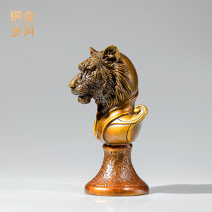 Copper And <b>Gold</b> Years Tiger Head Brass Ornament Handmade Artistic Living Room Decor <b>Statue</b> - Product Image 4