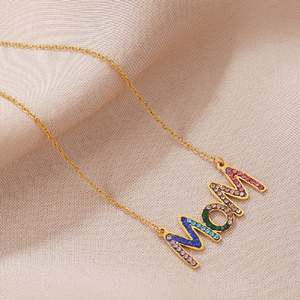 Collar de mamá de circón colorido chapado en oro de joyería de Venta caliente para mujeres collares de regalo del Día de la madre para mamá y <span class=keywords><strong>Mon</strong></span> - Product Image 1