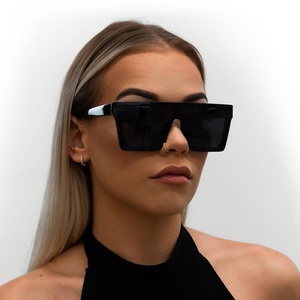 Gafas de sol con protección UV400 para mujer, montura completa, protección UV400, montura cuadrada negra, protección solar, estilo adulto - Product Image 1