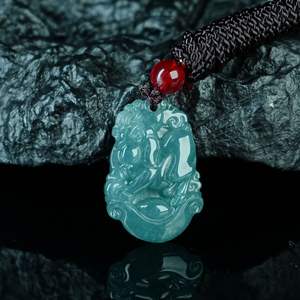 Ciondoli Etnici Unisex in Giada Naturale di Grado A con i Dodici Segni Zodiacali Cinesi, Vendita Diretta dalla Fabbrica, Ciondolo Animale Portafortuna, Colore Verde - Product Image 2