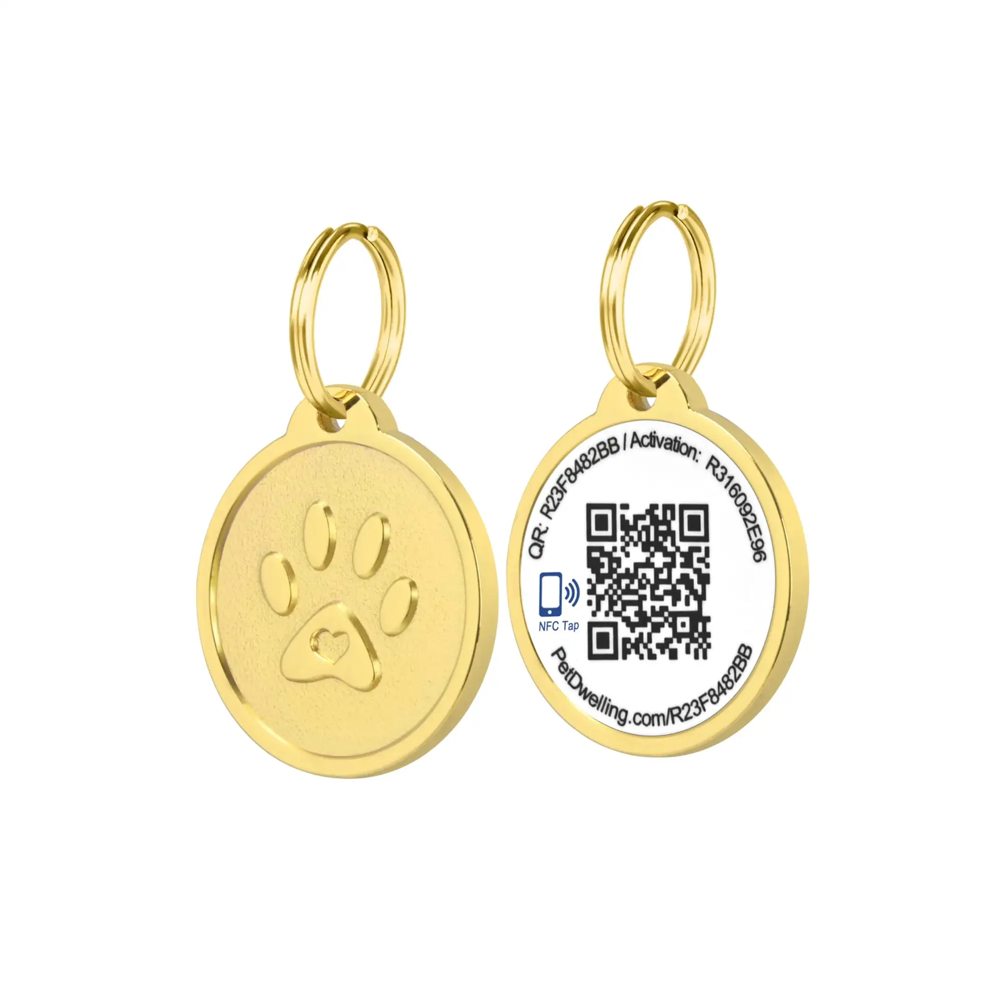 Etiquetas de perro NFC de código QR en blanco de aleación de zinc de metal hechas a medida etiquetas inteligentes NFC para mascotas
