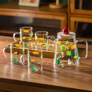 Cute Duck Design Cold Water Kettle Heatproof Borosilicate Glass Tea Pot and Cups Glass Water Pitcher with Lid - Product Image 4