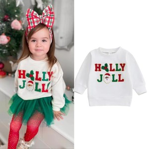 Noël enfant en bas âge bébé filles garçons pull haut de noël houx Joll Chenille lettre à manches longues pull de noël <span class=keywords><strong>sweat</strong></span> pour les enfants - Product Image 6