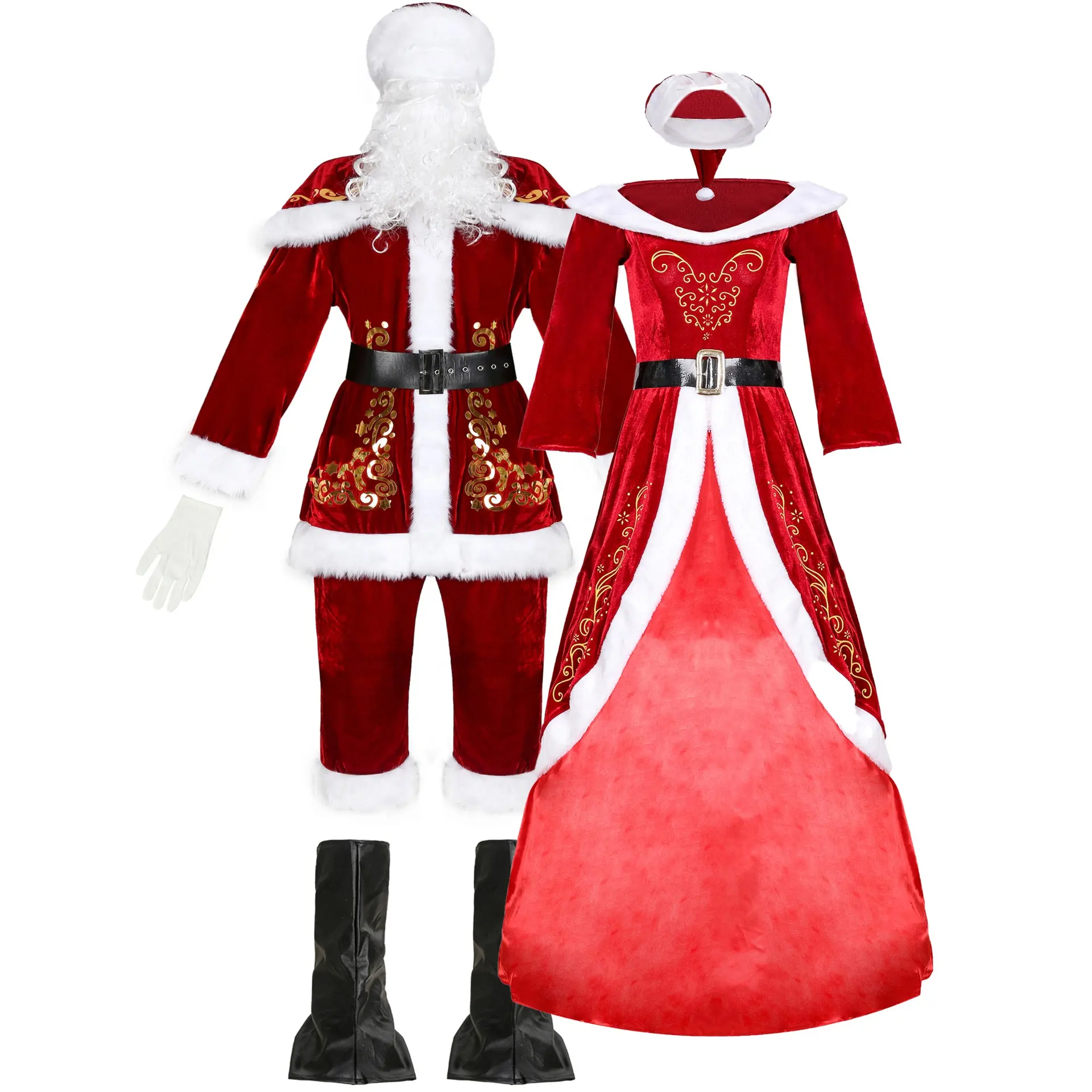 Disfraz de Papá Noel de M-3XL para hombre, disfraz de adulto de talla grande, uniforme de Navidad, sexy