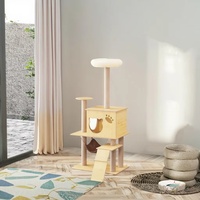 Tour d'escalade de luxe pour chat en bois et sisal, griffoir d'intérieur multi-niveaux, maison de repos, hamac doux, centre d'activités, carton