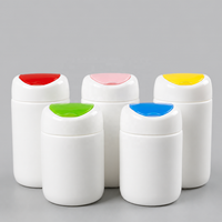 Flacon de 150 ml (200 cc) en PEHD de qualité alimentaire, couleur personnalisée, pour compléments alimentaires, pilules, vitamines, avec bouchon à clapet, rechargeable, pour comprimés