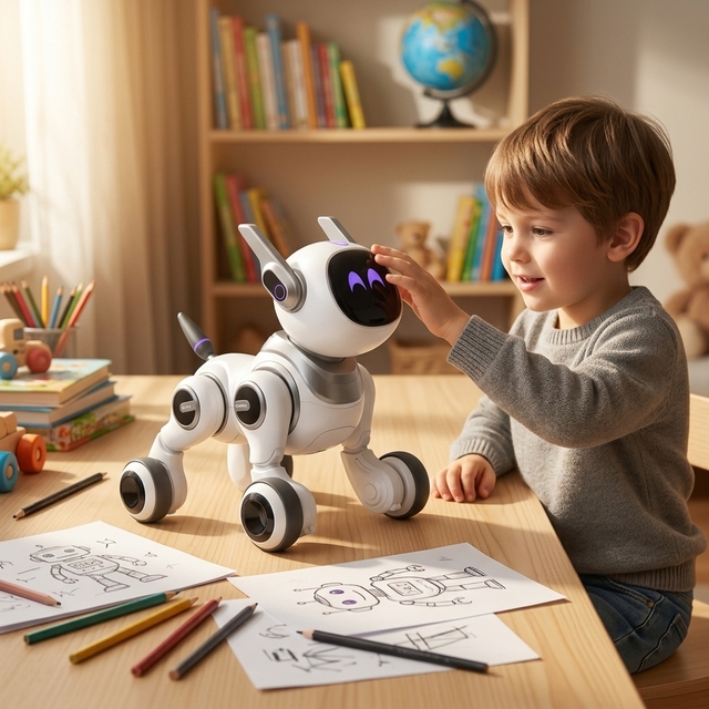 Multifunctional Educational ChatGPT AI Remote-controlled Robot Dog, Intelligent Dialogue Learning Companion for Children.