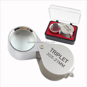 Metal Jewelry Magnifying Glass Jewelers Eye Tool Folding Loupe Glass <strong>Lens</strong> Magnifying <strong>Triplet</strong> Glass - Product Image 2