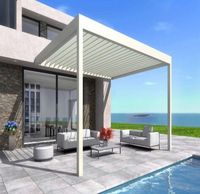 Pergola d'extérieur moderne en aluminium Toit à lames motorisé étanche avec cadre enduit de poudre Prix d'usine Petite pergole