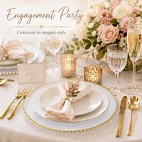Assiettes de présentation transparentes avec bordure perlée dorée, rondes de 13 pouces, durables, pour mariages, fêtes, Thanksgiving et autres occasions.