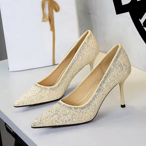 Zapatos de tacón de lujo para mujer, de alta calidad, con pedrería brillante, para boda, punta en pico, para oficina. - Product Image 2
