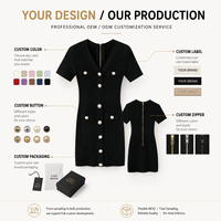 Nouvelle Robe Midi Moulante Tricotée de Qualité Supérieure pour Femme, Col en V, Manches Courtes, Fermeture Éclair, Printemps-Été, Tendance et Élégante