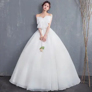 2022 neue Braut hohe Taille weiße Röhre Top einfach schulter frei Hochzeits empfang Kleid einfach und sehr schönes Hochzeits kleid