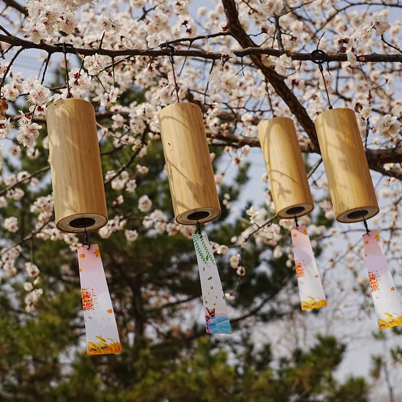 屋外ガーデンパティオ家の装飾瞑想リラクゼーションコードG-B-D-Cのための竹木製記念風鈴