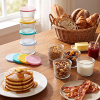 Ensemble de 8 petits bols en verre avec couvercles en plastique pastel, capacité de 6,8 oz, design côtelé transparent, forme moderne pour dessert, pouding et plus encore