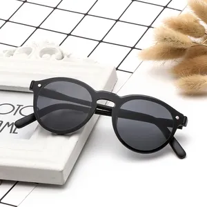Новые модные круглые солнцезащитные очки в стиле ретро для мужчин и женщин маленькая оправа цельные линзы солнцезащитные очки